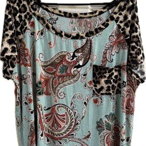 Leopard and Paisley Print Women's Top